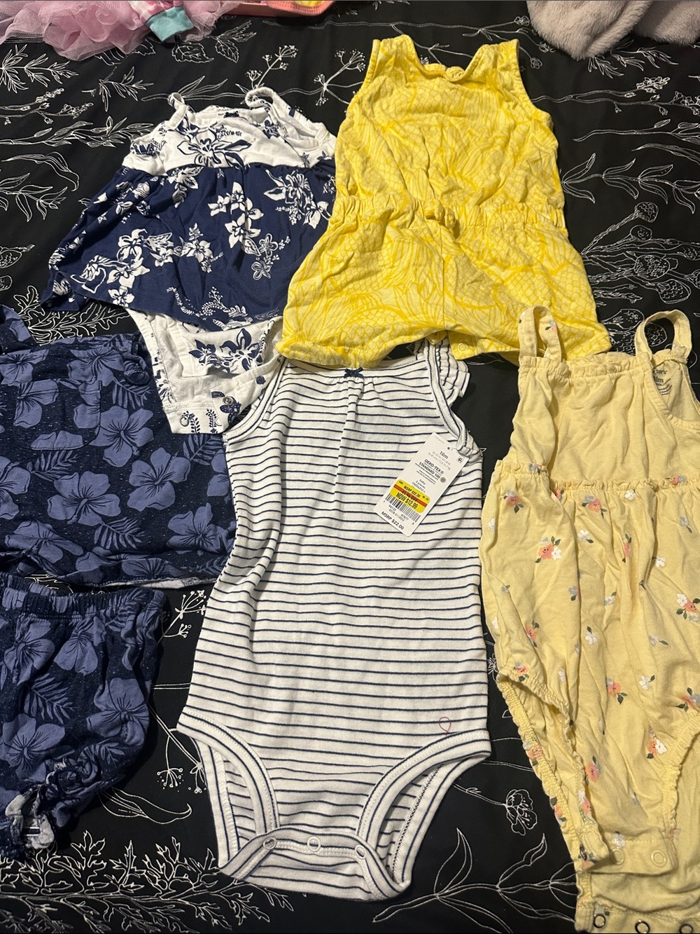 Carter's Navy & White Striped Sleeveless Cotton Baby Onesie